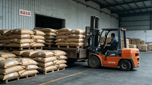 工厂厂区PAM产品装车过程聚丙烯酰胺发货应用于染色匀染与织物后整理