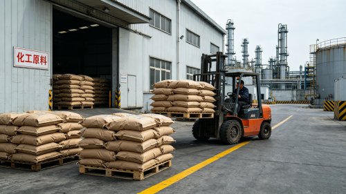 雷竞技定安全稳定PAM干粉工厂厂区装车离子度40%至50%用于市政污泥脱水绝干用量3至6公斤每吨